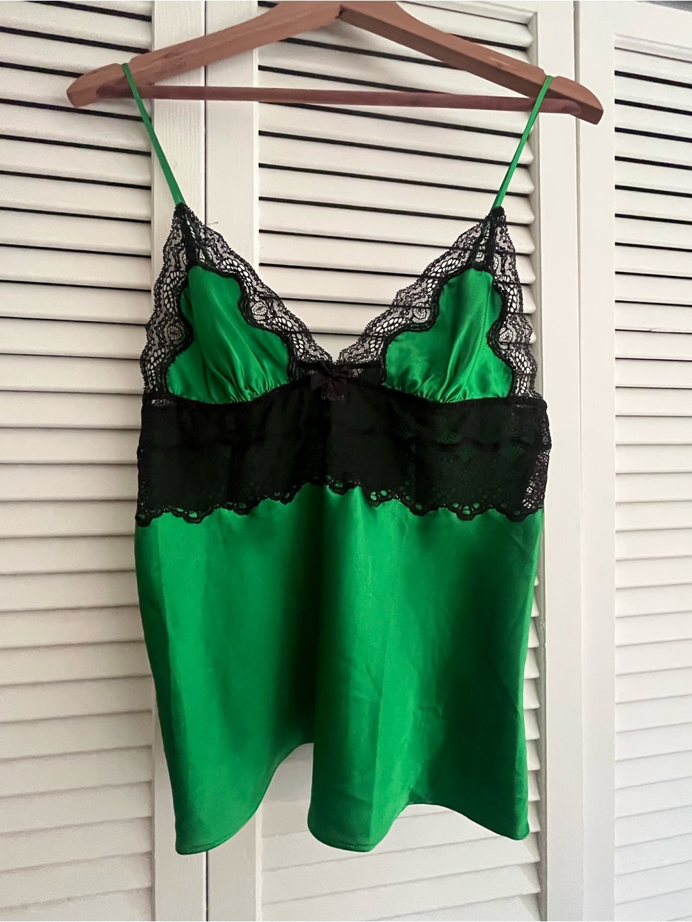 Victoria's Secret Green Satin Lace Cami